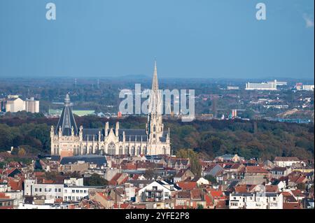 Panorama ad alto angolo sulla chiesa di nostra Signora di Laeken nella regione di Bruxelles capitale, Belgio, 24 ottobre 2024 Foto Stock