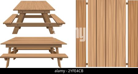 Tavolo in legno 3D. Illustrazione Vettoriale