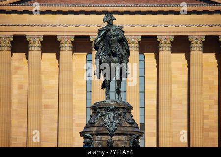 Philadelphia Washington Monument Fountain e Philadelphia Museum of Art Steps Foto Stock