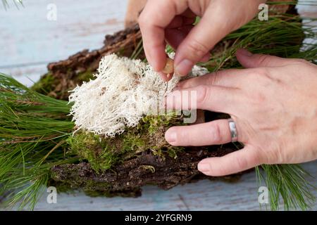 Passo dopo passo. Decorazioni in legno. Passaggio 3 da 6. Foto Stock