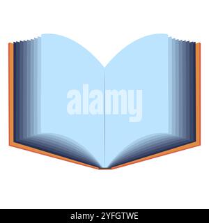 Formazione vettoriale, conoscenza, concetto di studio. Libro aperto per la lettura su sfondo bianco. Illustrazione Vettoriale