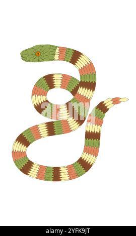 Schema cartoni animati di un serpente giallo Illustrazione Vettoriale