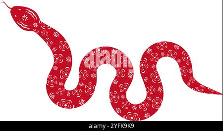 Motivo rosso del serpente dei cartoni animati in stile cartaceo Illustrazione Vettoriale