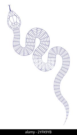 motivo di serpente cartoni animati con linee blu Illustrazione Vettoriale
