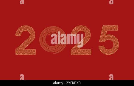 2025 anno cinese della copertina Snake Red Illustrazione Vettoriale