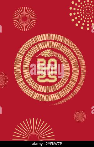 2025 anno cinese della copertina Snake Red Illustrazione Vettoriale