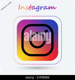 Confronto dei logo Instagram: Gradiente vs. Colore solido. Illustrazione Vettoriale