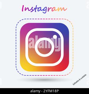 Confronto dei logo Instagram: Gradiente vs. Colore solido. Illustrazione Vettoriale