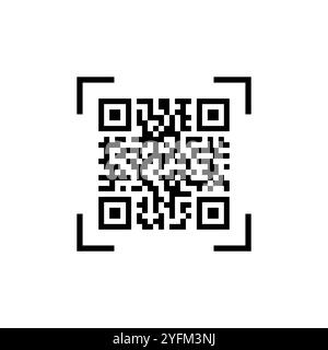 Icona codice QR semplice design piatto per il sito o l'applicazione e il logo. Codice QR, pronto per la scansione. Illustrazione Vettoriale