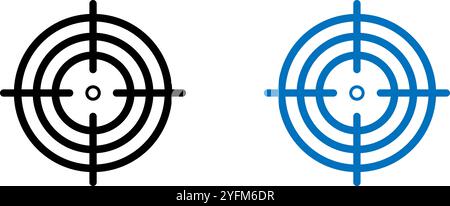 Icone di destinazione nere e blu per il sito Web o l'app Illustrazione Vettoriale