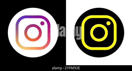 Confronto dei logo Instagram: Gradiente vs. Colore solido. Illustrazione Vettoriale