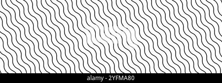Linee ondulate nere senza cuciture su sfondo bianco. Illustrazione Vettoriale