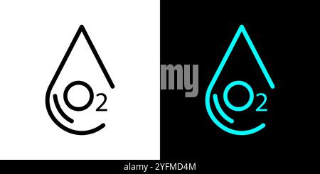 Illustrazione del design dell'icona ossigeno O2. Illustrazione Vettoriale