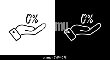 Mano aperta con zero percento. Illustrazione del simbolo di commissione 0%. Illustrazione Vettoriale