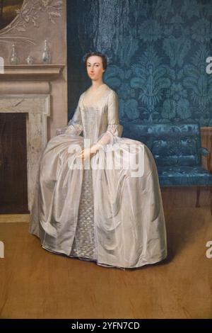 Lady Juliana Penn, ritratto di una giovane donna di Arthur Davis. Sta indossando un vestito bianco, di seta, elegante. Al Philadelphia Museum of Art in Pennsylvania. Foto Stock