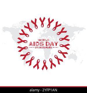 World AIDS Day dicembre 01 background illustrazione vettoriale, World AIDS Day background. Campagna di sensibilizzazione per la giornata mondiale dell'AIDS. Poster, banner, opuscolo, Post, Illustrazione Vettoriale