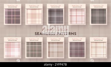 10 semplice motivo tartan senza cuciture. Struttura scozzese tradizionale. Tessuto alla moda. Sfondo tessile Illustrazione Vettoriale