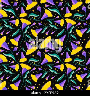 Motivo senza cuciture con colori astratti su sfondo scuro Foto Stock
