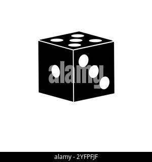 Game dice, Casino Cube Solid Flat Vector icona isolata su sfondo bianco. Illustrazione Vettoriale