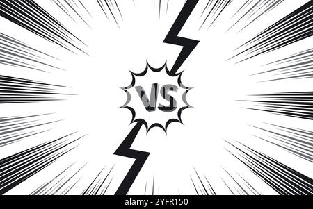 Contro le lettere VS combatte gli sfondi in stile fumetto piatto con mezzitoni e fulmini. Illustrazione vettoriale Illustrazione Vettoriale