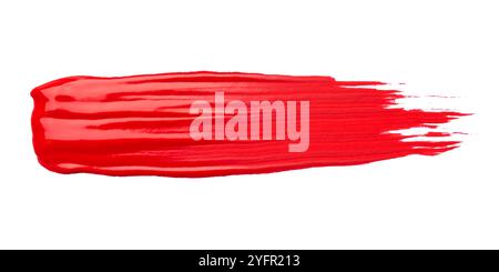 Spazzolone acrilico rosso su sfondo bianco. Foto Stock