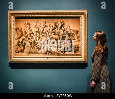 Royal Academy, Londra 5 novembre 2024 Bastiano da Sangallo, dopo Michelangelo, la Battaglia di Cascina (i bagnanti) c 1542La mostra mostrerà alcuni dei migliori esempi di disegno rinascimentale italiano, tra cui il cartone animato di Leonardo Burlington House e gli studi di Leonardo e Michelangelo per i loro murales commissionati dal governo fiorentino per la nuova sala del consiglio di Palazzo Vecchio. Dal 5 novembre 2024 al 16 febbraio 2025. Paul Quezada-Neiman/Alamy Live News crediti: Paul Quezada-Neiman/Alamy Live News Foto Stock