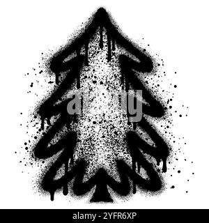 Graffiti di pini con vernice spray nera. illustrazione vettoriale. Illustrazione Vettoriale