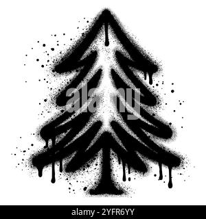Graffiti di pini con vernice spray nera. illustrazione vettoriale. Illustrazione Vettoriale