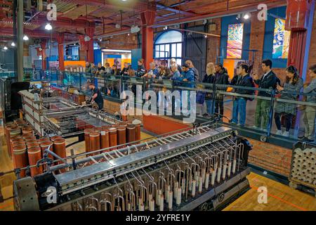 Area dimostrativa della filatura del cotone presso il Museo della Scienza e dell'industria di Manchester a Castlefields, Manchester, Inghilterra. Foto Stock