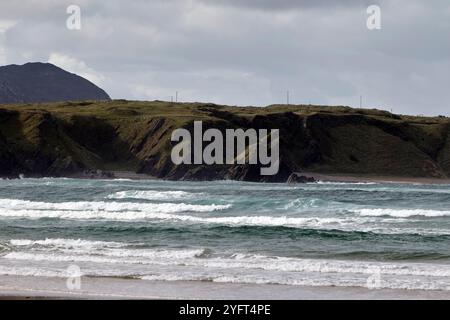 vista del mare nella baia di trawbreaga da cinque dita, penisola di inishowen, contea di donegal, repubblica d'irlanda Foto Stock