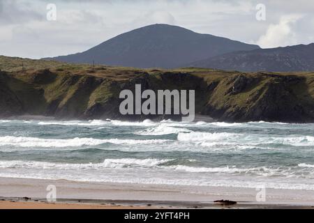 vista del mare nella baia di trawbreaga da cinque dita, penisola di inishowen, contea di donegal, repubblica d'irlanda Foto Stock