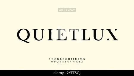 Carattere elegante e silenzioso, lettere serif minimaliste, alfabeto raffinato per un marchio di fascia alta, logo di lusso, identità di moda senza tempo. Premium esclusivo Illustrazione Vettoriale