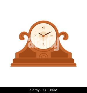 Vecchio dispositivo ornato per interni antichi, illustrazione vettoriale tradizionale dell'orologio mantel Illustrazione Vettoriale