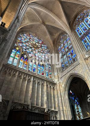 SENS Cattedrale Borgogna interno rosone Foto Stock