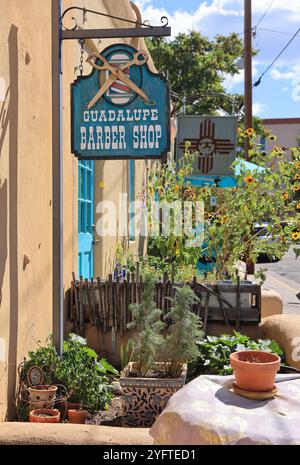 Guadalupe Barber Shop a Santa Fe, New Mexico, Stati Uniti Foto Stock