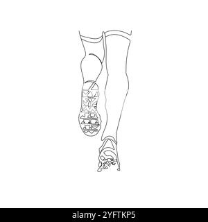Atleta di corsa. Gambe per runner in stile artistico su una linea. Sport individuale, concetto competitivo. Illustrazione vettoriale. Illustrazione Vettoriale