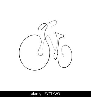 L'arte della linea continua della bicicletta classica. Disegno a mano della moto. Illustrazione vettoriale minimalista. Illustrazione Vettoriale