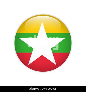 Pulsante di attivazione della bandiera del Myanmar Illustrazione Vettoriale