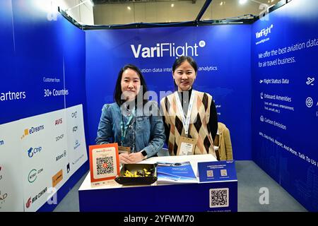 LONDRA, REGNO UNITO. 5 novembre 2024. VariFlight espone al 2024 World Travel Market di Londra all'Excel London, Regno Unito. (Foto di 李世惠/SEE li/Picture Capital) credito: Vedi li/Picture Capital/Alamy Live News Foto Stock