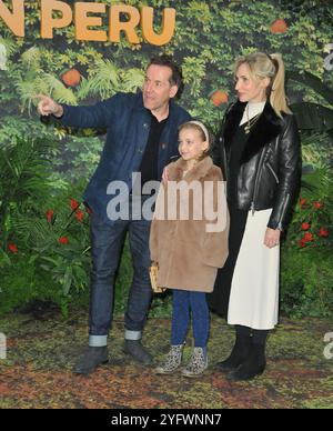 Ben Miller e la sua famiglia alla prima mondiale del film "Paddington in Perù", Odeon Luxe Leicester Square, Leicester Square, domenica 3 novembre 2024 a lo Foto Stock