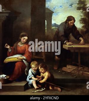 La Sacra famiglia con il bambino San Giovanni Battista, di Bartolomé Esteban Murillo 1617-1782 Spagna pittore barocco spagnolo. ( Museo di Belle Arti Budapest ) Foto Stock