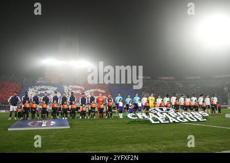 Bologna, Italia. 5 novembre 2024. Line up durante la partita di calcio di UEFA Champions League 2024/2025 tra Bologna e Monaco allo Stadio Renato Dall'Ara - Sport, calcio - Bologna, Italia - martedì 5 novembre 2024 (foto di massimo Paolone/LaPresse) crediti: LaPresse/Alamy Live News Foto Stock