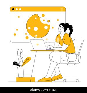 La pubblicità senza cucina mantiene la privacy. Illustrazione Vettoriale