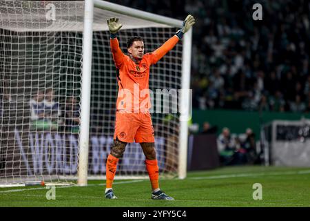 Portogallo. 5 novembre 2024. Ederson portiere del Manchester City durante la fase MD4 della UEFA Champions League 2024/25 tra lo Sporting Clube de Portugal e il Manchester City all'Estadio Jose Alvalade il 5 novembre 2024 a Lisbona, Portogallo. UEFA Champions League - Sporting CP vs Manchester City (Valter Gouveia/SPP) credito: SPP Sport Press Photo. /Alamy Live News Foto Stock