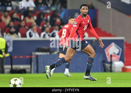 Alexsandro (4) di Lille nella foto durante una partita di calcio tra il Lille Olympique Sporting Club francese e la Juventus italiana nella fase 4 della UEFA Champions League della stagione 2024-25, martedì 5 novembre 2024 a Lille , Francia . FOTO SPORTPIX | David Catry Foto Stock