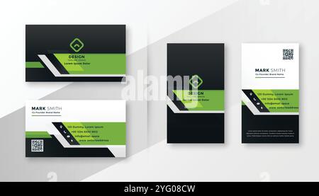 Verde professionale moderno business card set di modelli Illustrazione Vettoriale