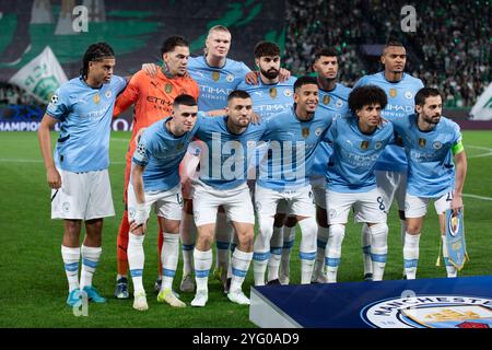 5 novembre 2024. Lisbona, Portogallo. Manchester City squadra di partenza per la fase a gironi della UEFA Champions League, Sporting vs Manchester City crediti: Alexandre de Sousa/Alamy Live News Foto Stock
