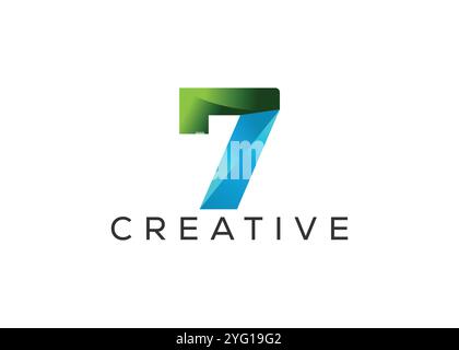 Design creativo e minimale del logo numero sette Illustrazione Vettoriale