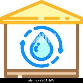illustrazione vettoriale dell'icona a colori per il risparmio d'acqua del sistema dell'acqua in grigio Illustrazione Vettoriale