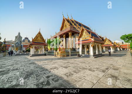 Il Phra Ubosot al Wat Phra Kaew di Bangkok, Thailandia Foto Stock